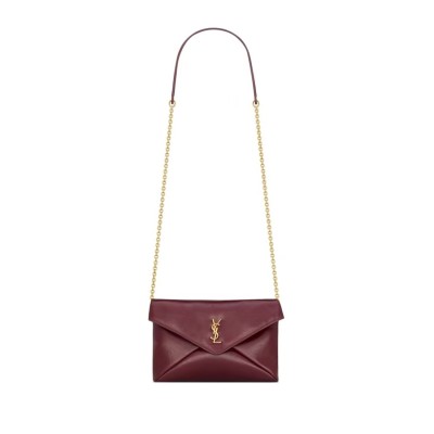 YSL CASSANDRE CHAIN POUCH IN SHINY LEATHER 847638AAE526593 (19*12*3cm)